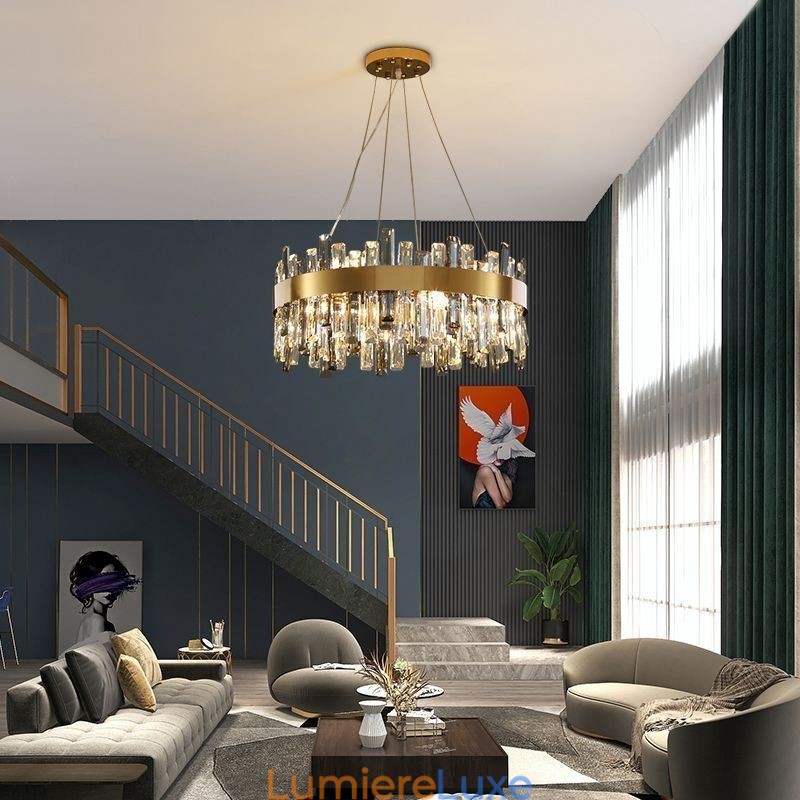 Lustre en verre de luxe de style européen, luminaire suspendu pour salon