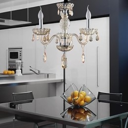 Lustre en verre à 3 lumières de style palais avec ampoule à bougie
