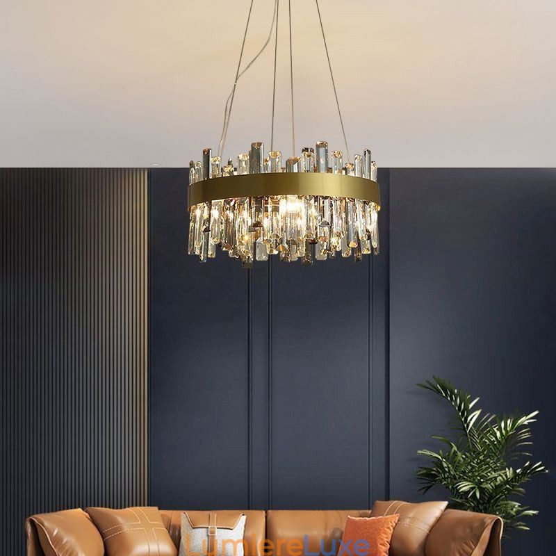 Lustre en verre de luxe de style européen, luminaire suspendu pour salon
