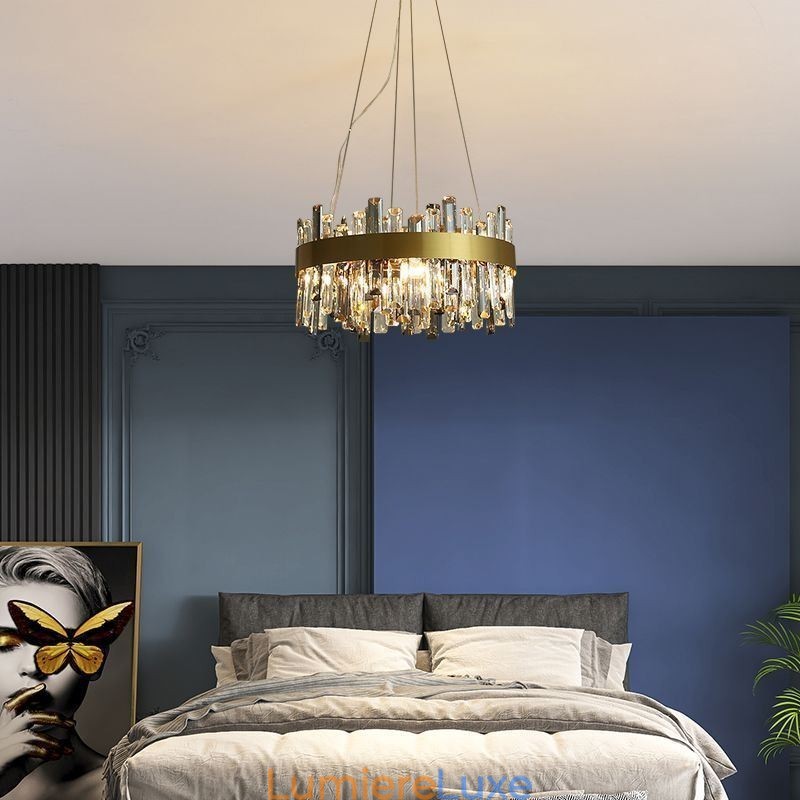 Lustre en verre de luxe de style européen, luminaire suspendu pour salon