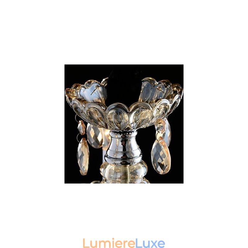 Lustre en verre à 3 lumières de style palais avec ampoule à bougie
