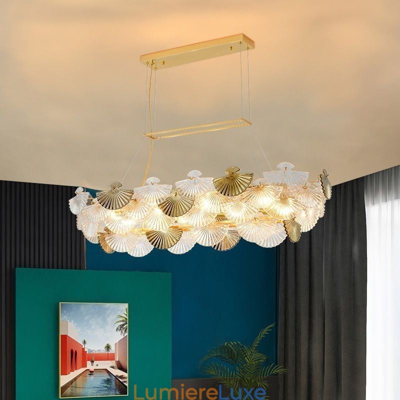 Lustre européen en verre en forme d'éventail