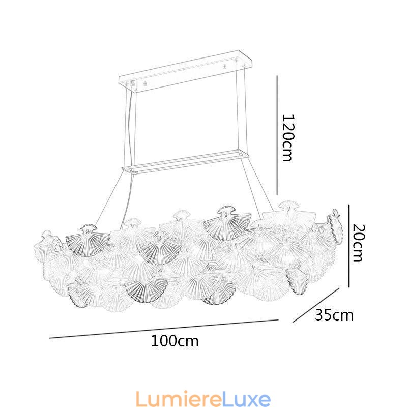 Lustre européen en verre en forme d'éventail