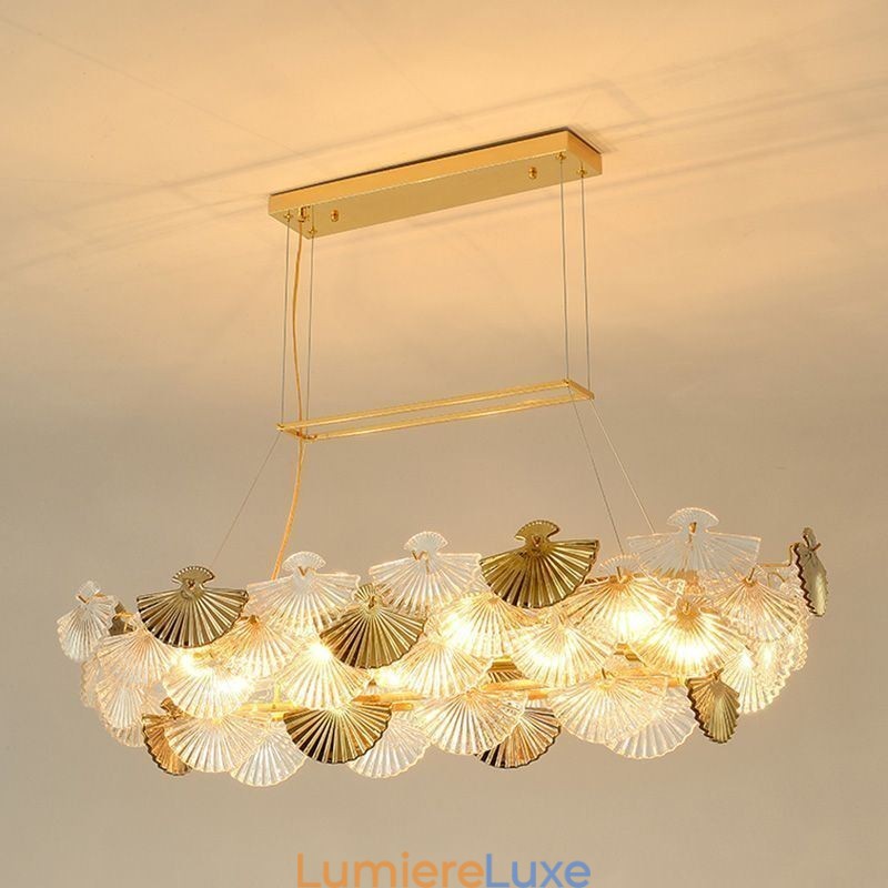 Lustre européen en verre en forme d'éventail