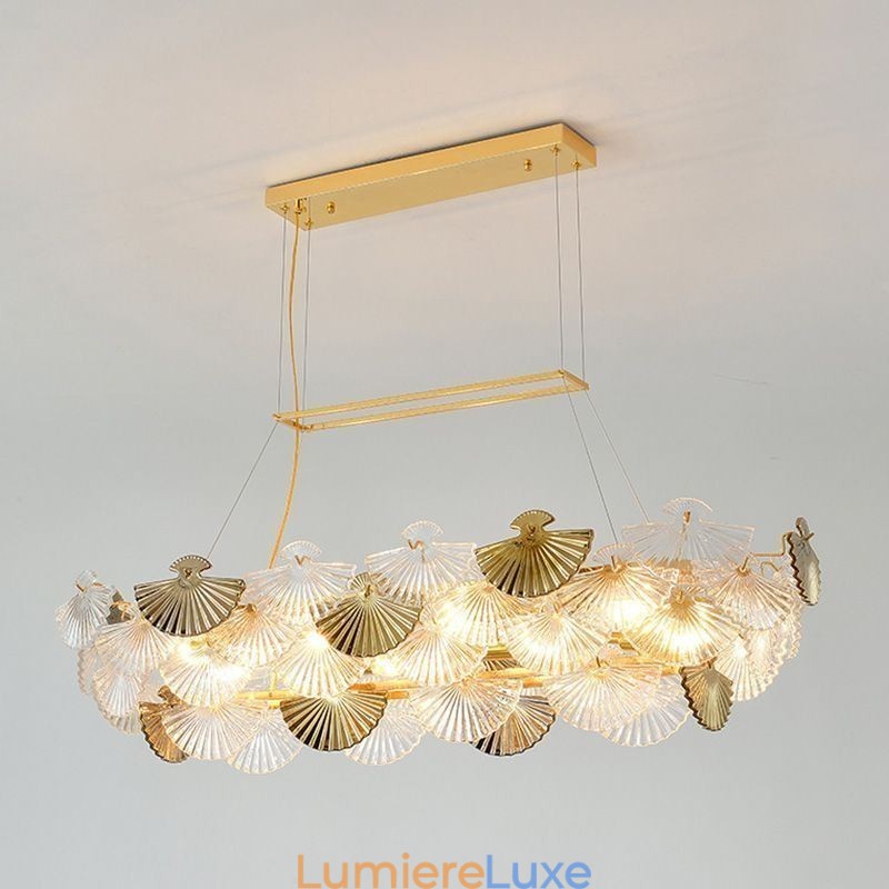 Lustre européen en verre en forme d'éventail