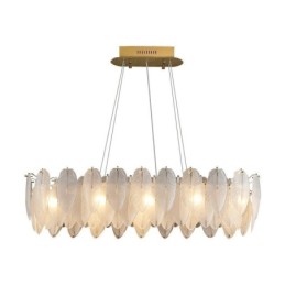 Lustre en verre artistique à plumes, éclairage suspendu rond