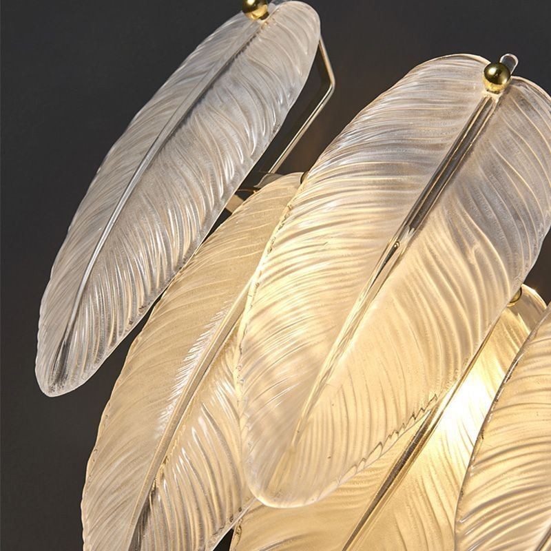 Lustre en verre artistique à plumes, éclairage suspendu rond