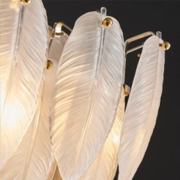 Lustre en verre artistique à plumes, éclairage suspendu rond