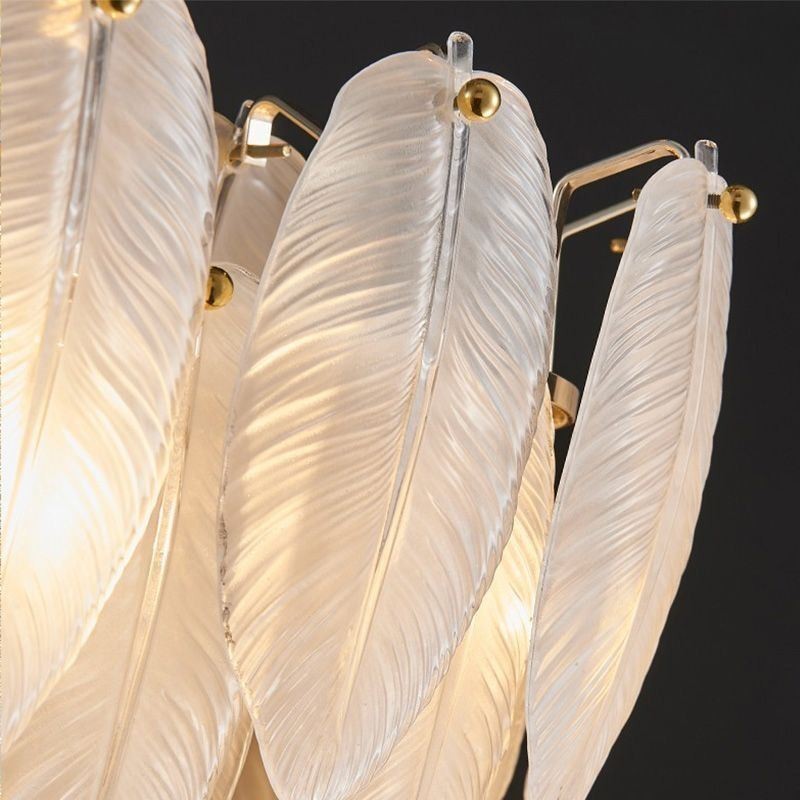Lustre en verre artistique à plumes, éclairage suspendu rond