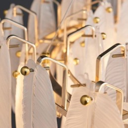 Lustre en verre artistique à plumes, éclairage suspendu rond