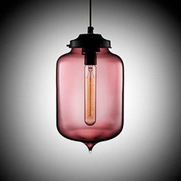 Suspension design bouteille 1 lumière peinture minimaliste en fer