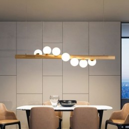Lampe suspendue Magic Bean en bande de bois