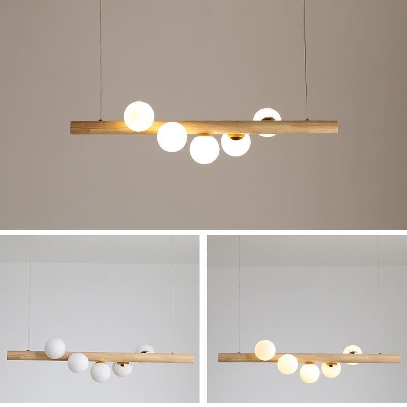 Lampe suspendue Magic Bean en bande de bois