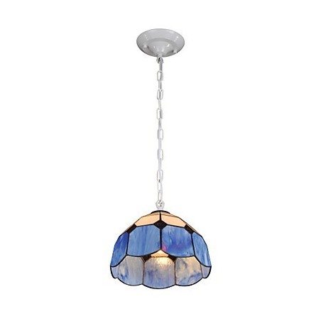 Lustre Mini Style Country Garage blanc + bleu Lumières en verre Lustre Mini Style Country Garage blanc + bleu Lumières en verre