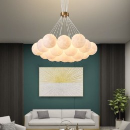 Lustre à bulles de lune, lampe suspendue moderne à boules imprimées en 3D