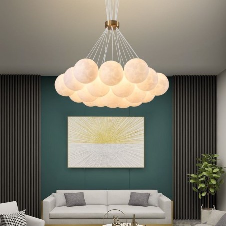 Lustre à bulles de lune, lampe suspendue moderne à boules imprimées en 3D Lustre à bulles de lune, lampe suspendue moderne à boules imprimées en 3D