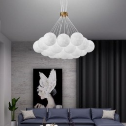 Lustre à bulles de lune, lampe suspendue moderne à boules imprimées en 3D