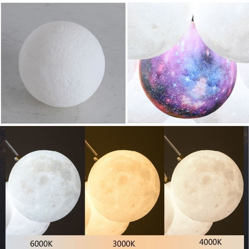 Lustre à bulles de lune, lampe suspendue moderne à boules imprimées en 3D