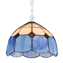Lustre Mini Style Country Garage blanc + bleu Lumières en verre