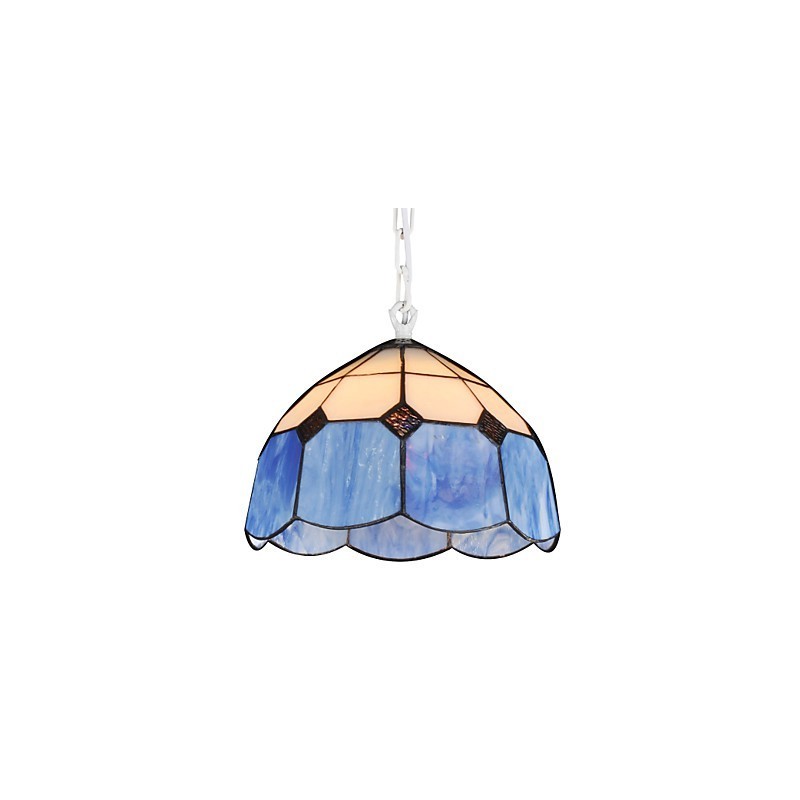 Lustre Mini Style Country Garage blanc + bleu Lumières en verre