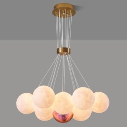 Lustre à bulles de lune, lampe suspendue moderne à boules imprimées en 3D