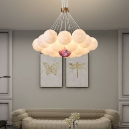 Lustre à bulles de lune, lampe suspendue moderne à boules imprimées en 3D