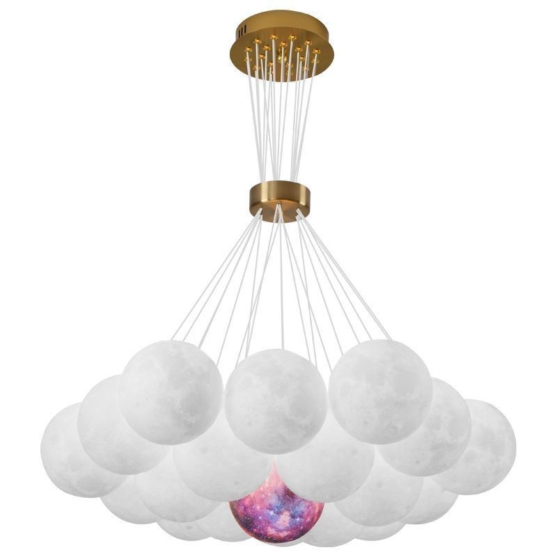 Lustre à bulles de lune, lampe suspendue moderne à boules imprimées en 3D