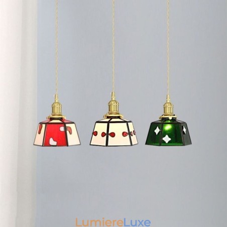 Suspension en verre coloré, style japonais rétro, luminaire décoratif de chevet Suspension en verre coloré, style japonais rétro, luminaire décoratif de chevet