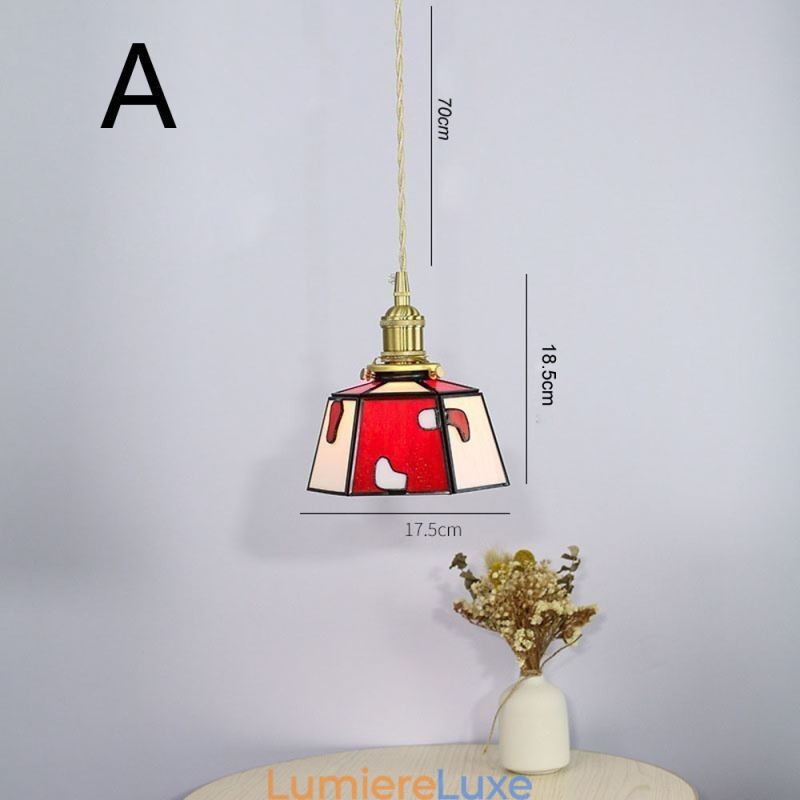 Suspension en verre coloré, style japonais rétro, luminaire décoratif de chevet