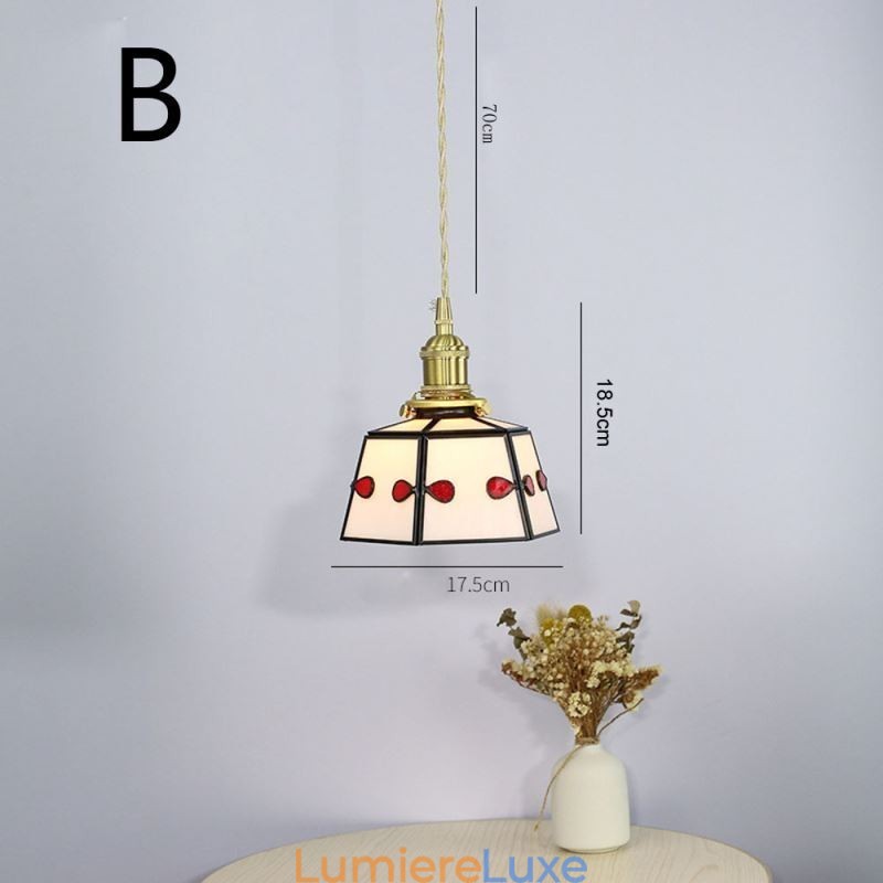 Suspension en verre coloré, style japonais rétro, luminaire décoratif de chevet
