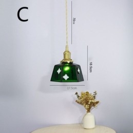 Suspension en verre coloré, style japonais rétro, luminaire décoratif de chevet