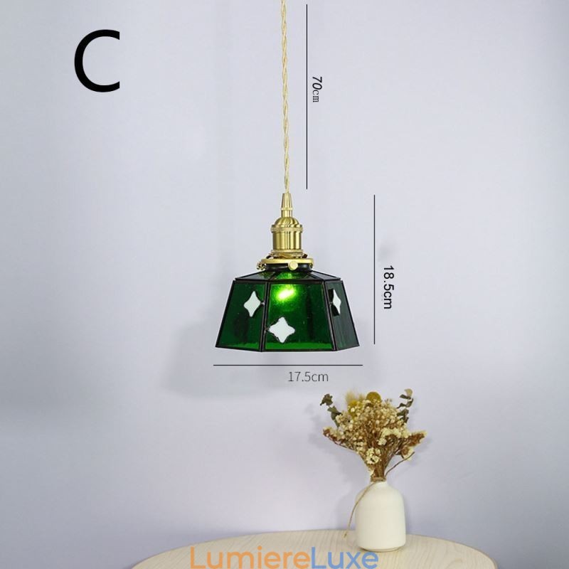Suspension en verre coloré, style japonais rétro, luminaire décoratif de chevet
