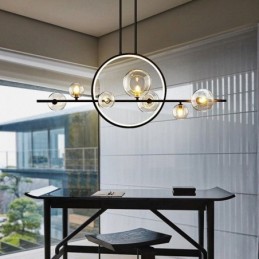 Lustre moderne en métal avec bulles de verre transparent