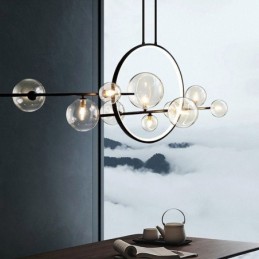 Lustre moderne en métal avec bulles de verre transparent