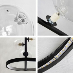 Lustre moderne en métal avec bulles de verre transparent