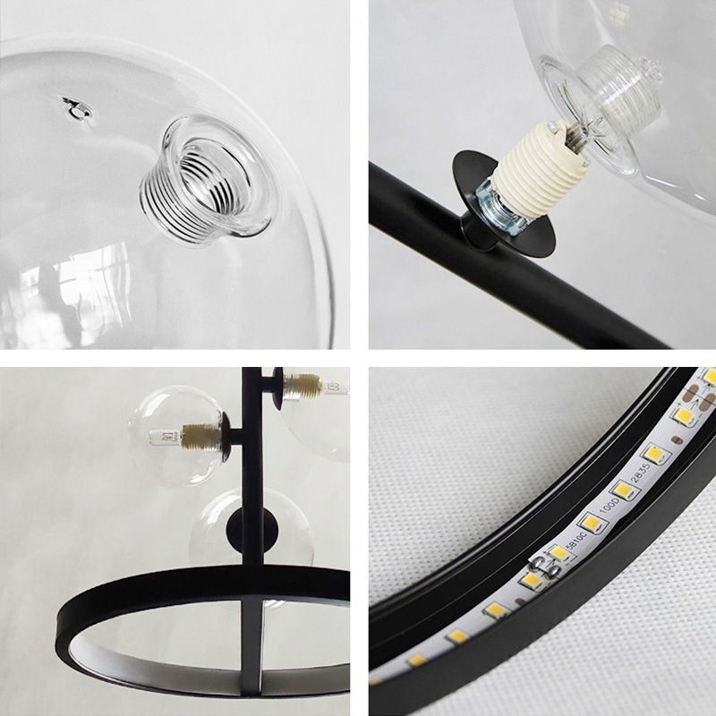 Lustre moderne en métal avec bulles de verre transparent
