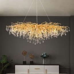 Lustre en cristal de luxe doré, lampe de plafond moderne suspendue pour salle à manger