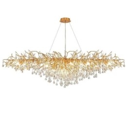 Lustre en cristal de luxe doré, lampe de plafond moderne suspendue pour salle à manger