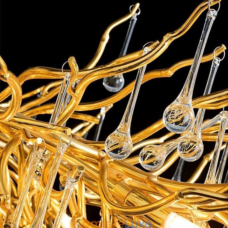 Lustre en cristal de luxe doré, lampe de plafond moderne suspendue pour salle à manger