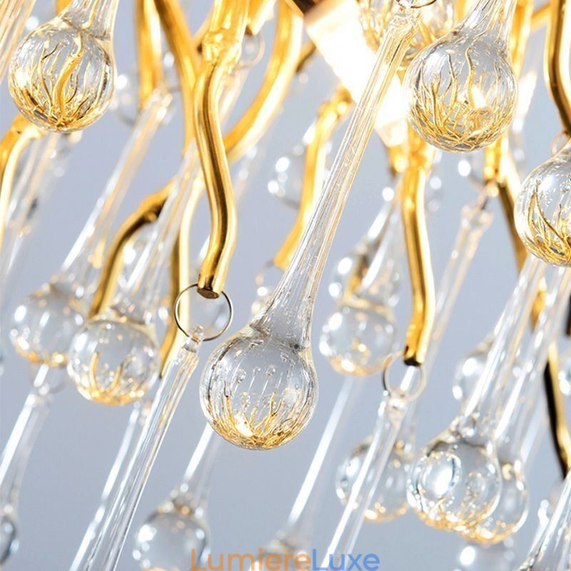 Lustre en cristal de luxe doré, lampe de plafond moderne suspendue pour salle à manger