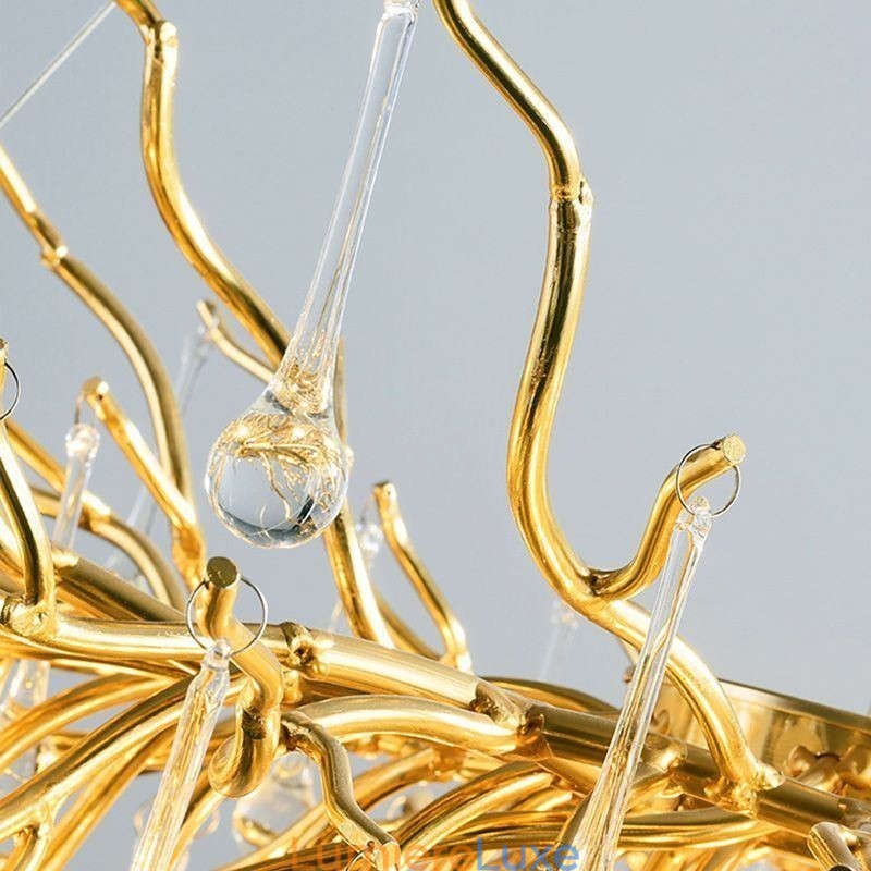 Lustre en cristal de luxe doré, lampe de plafond moderne suspendue pour salle à manger