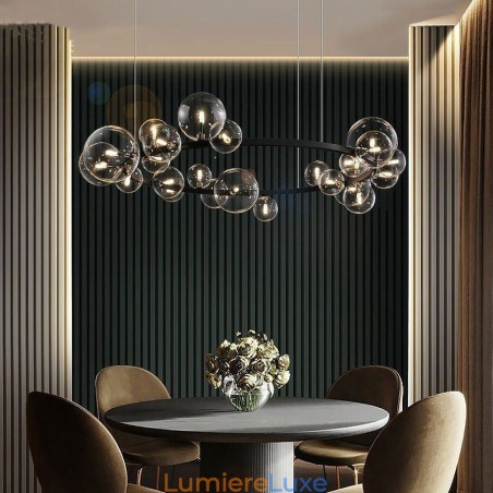 Lustre moderne en métal créatif avec lampe à bulles en verre transparent Lustre moderne en métal créatif avec lampe à bulles en verre transparent