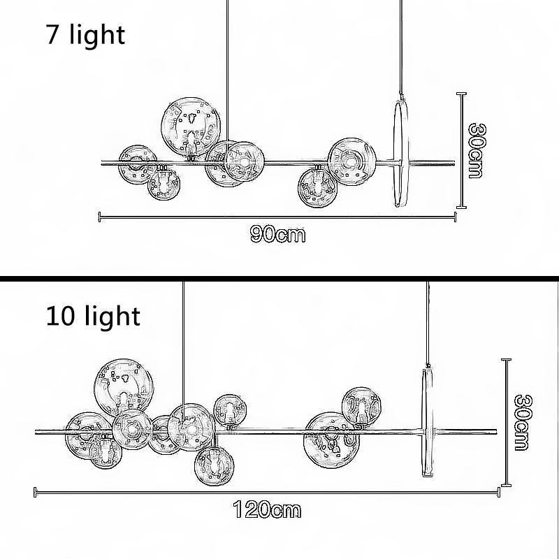 Lustre moderne à bulles de verre avec ampoules G9
