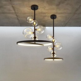 Lustre suspendu moderne à bulles de verre