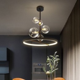 Lustre suspendu moderne à bulles de verre