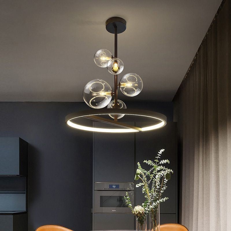 Lustre suspendu moderne à bulles de verre