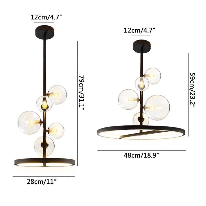 Lustre suspendu moderne à bulles de verre