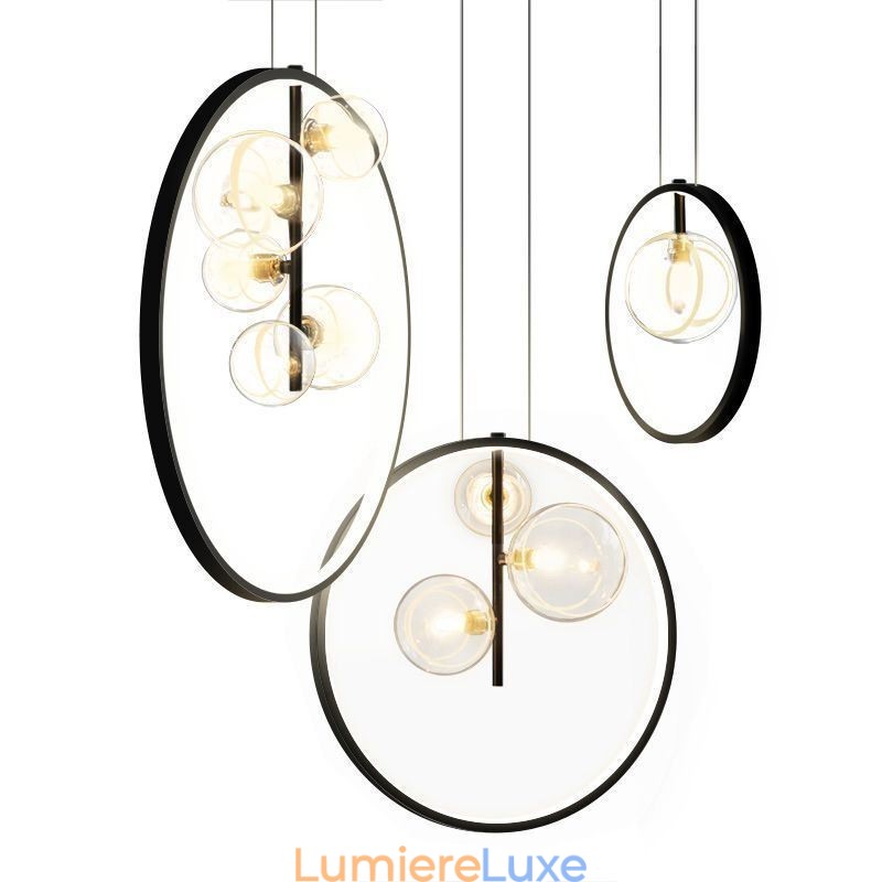 Lustre circulaire à bulles de verre style nordique, lampe de salon moderne