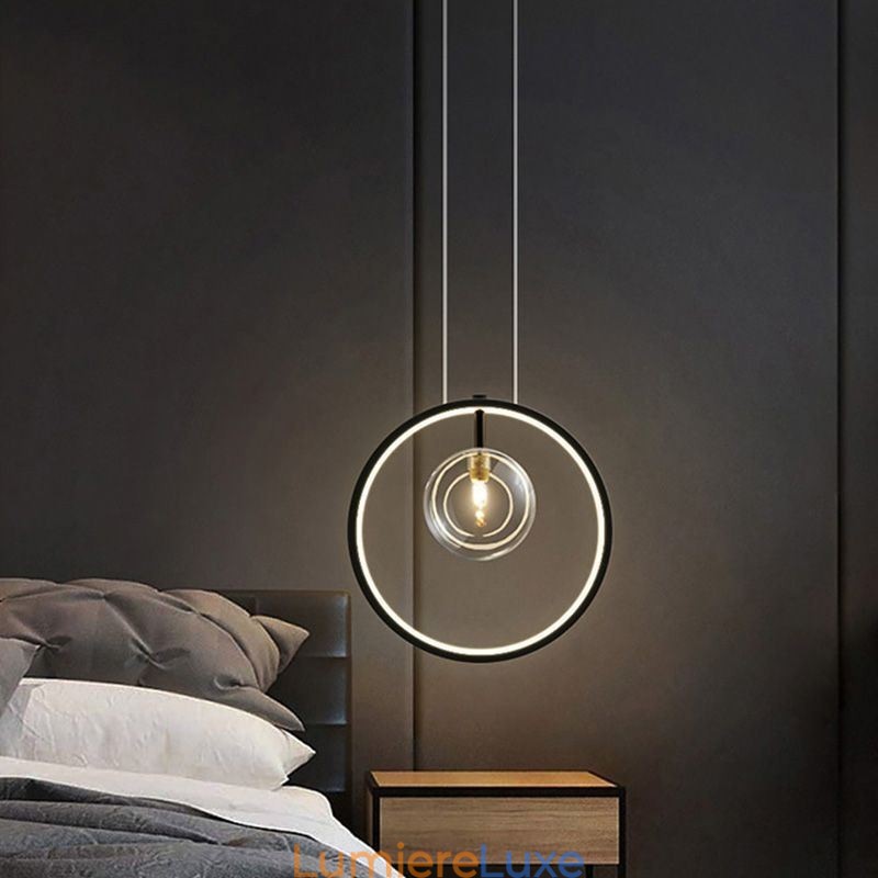 Lustre circulaire à bulles de verre style nordique, lampe de salon moderne