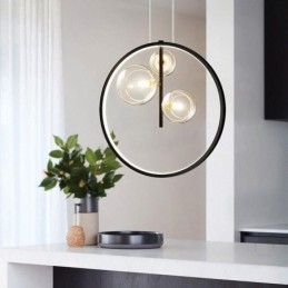 Lustre circulaire à bulles de verre style nordique, lampe de salon moderne
